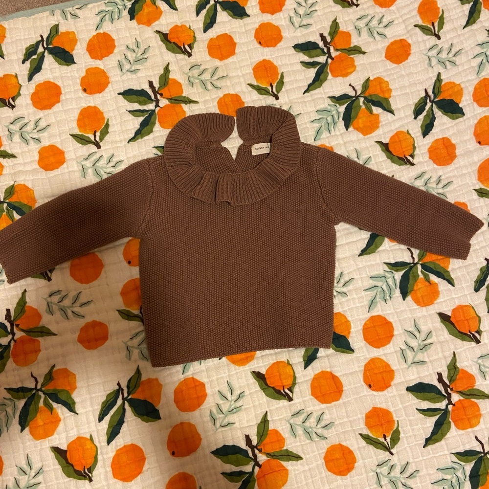 Brown Ruffled Baby Sweater